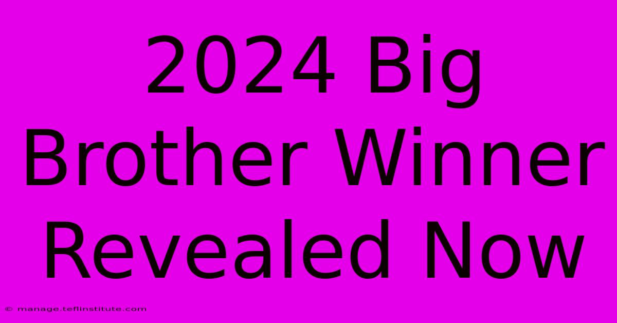 2024 Big Brother Winner Revealed Now