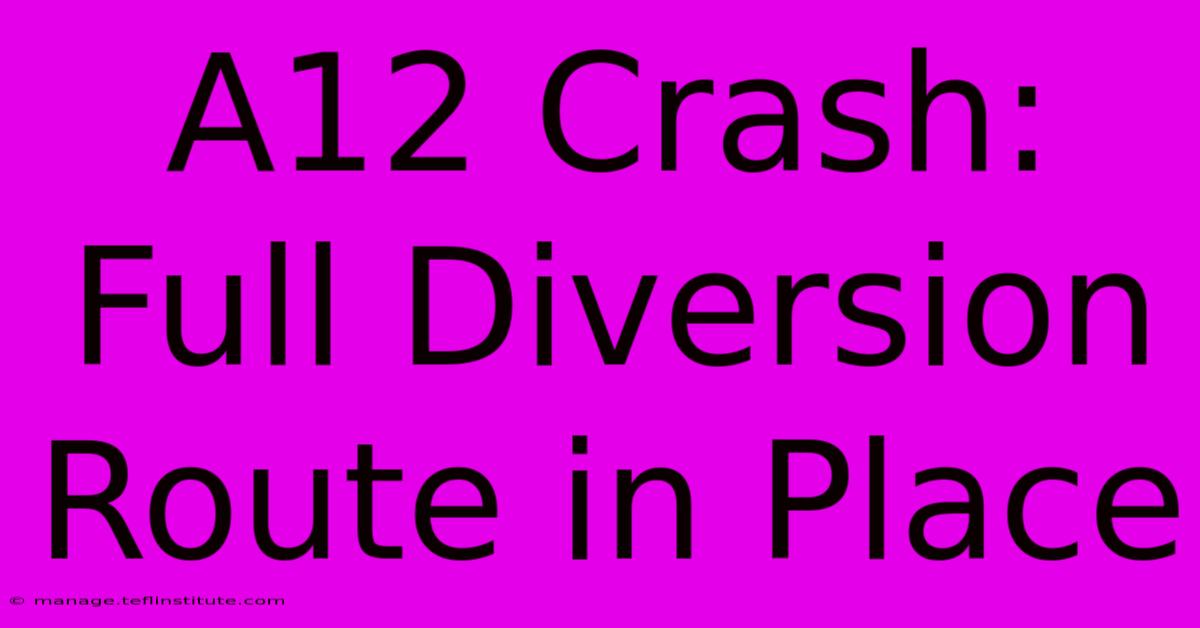 A12 Crash: Full Diversion Route In Place