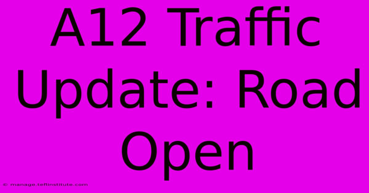 A12 Traffic Update: Road Open