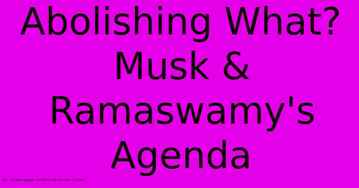 Abolishing What? Musk & Ramaswamy's Agenda 