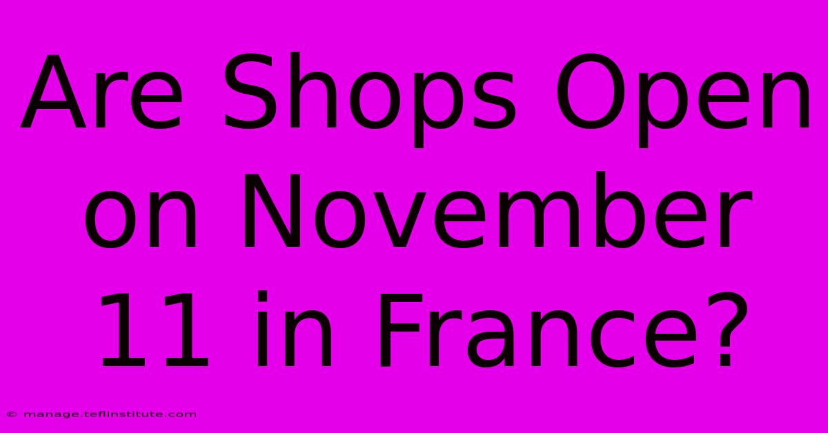 Are Shops Open On November 11 In France?