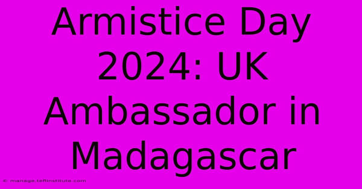 Armistice Day 2024: UK Ambassador In Madagascar