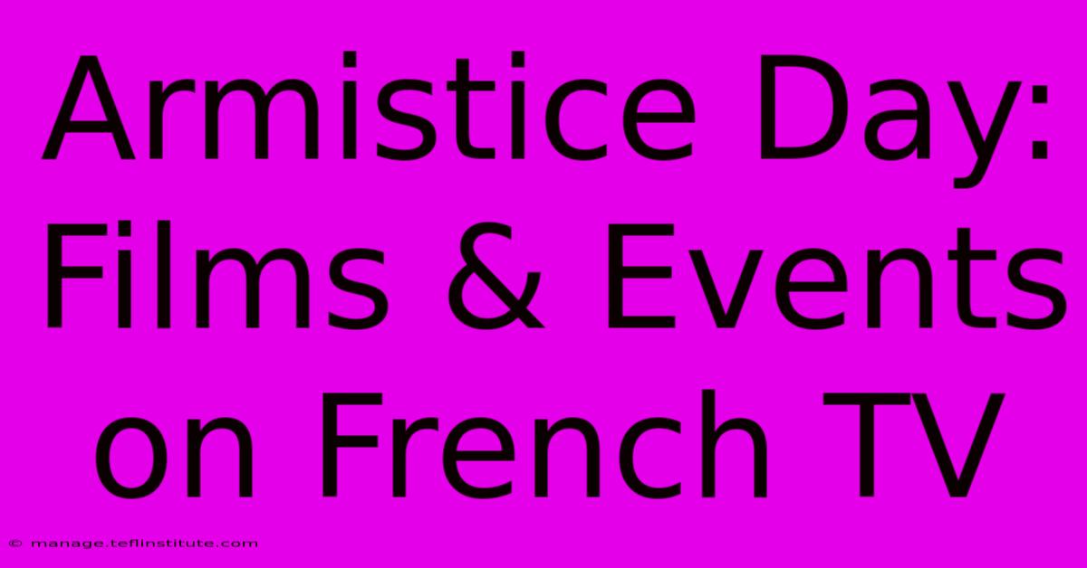 Armistice Day: Films & Events On French TV