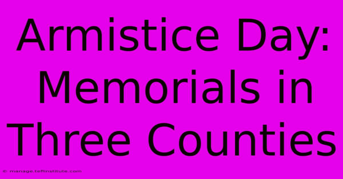 Armistice Day: Memorials In Three Counties