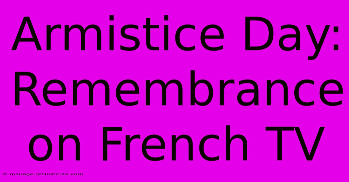 Armistice Day: Remembrance On French TV 