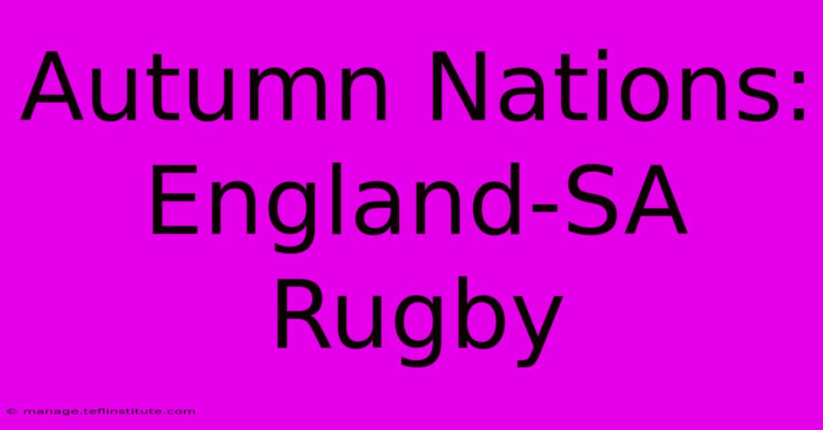 Autumn Nations: England-SA Rugby