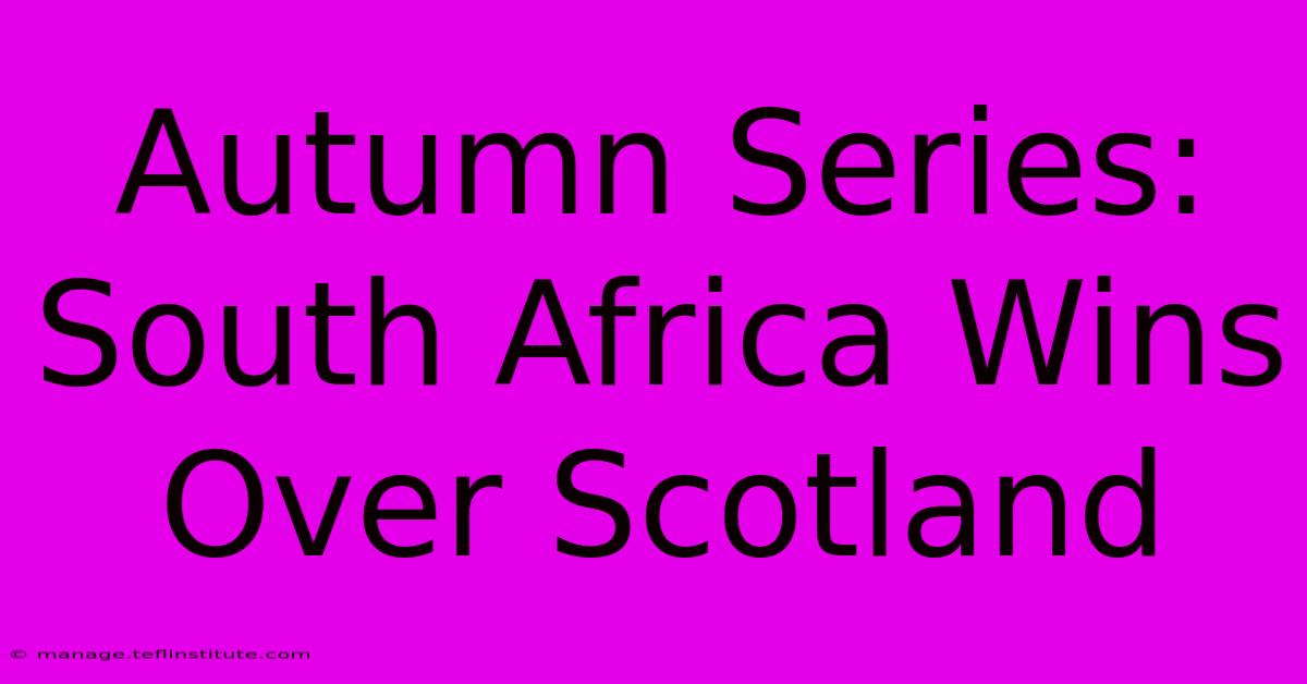 Autumn Series: South Africa Wins Over Scotland