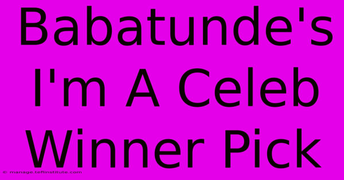 Babatunde's I'm A Celeb Winner Pick