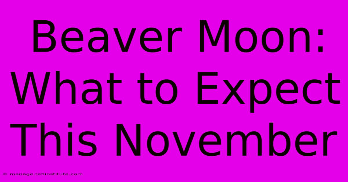 Beaver Moon: What To Expect This November