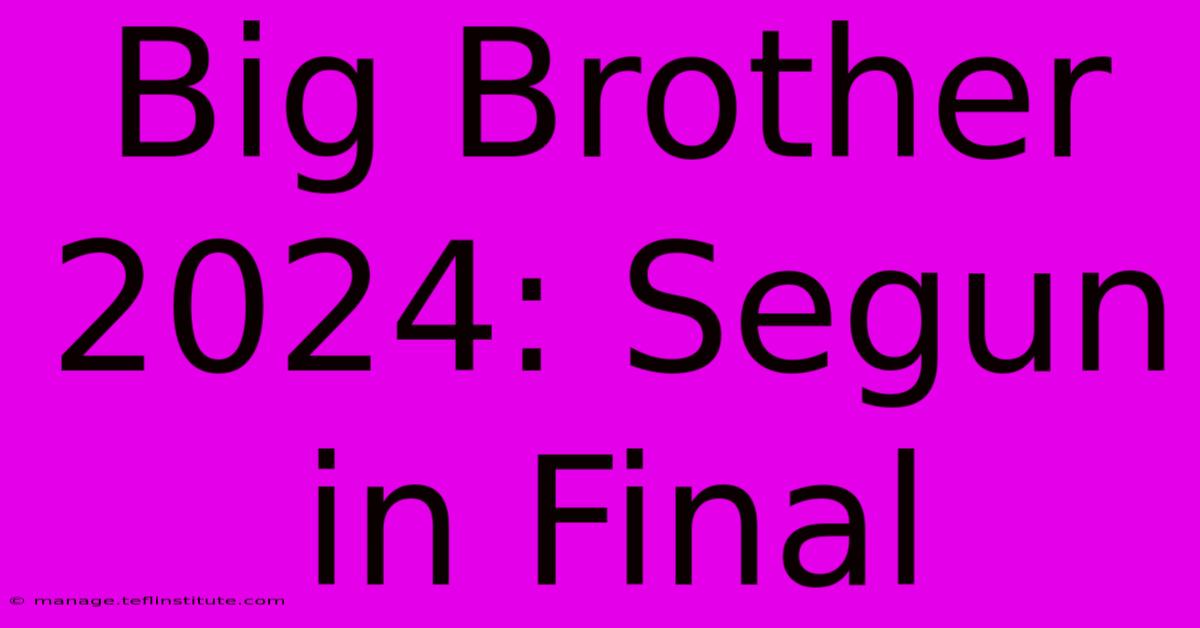 Big Brother 2024: Segun In Final