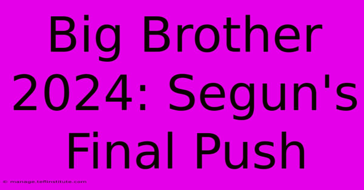 Big Brother 2024: Segun's Final Push