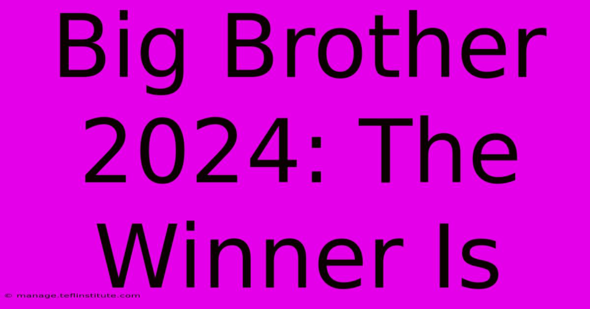 Big Brother 2024: The Winner Is