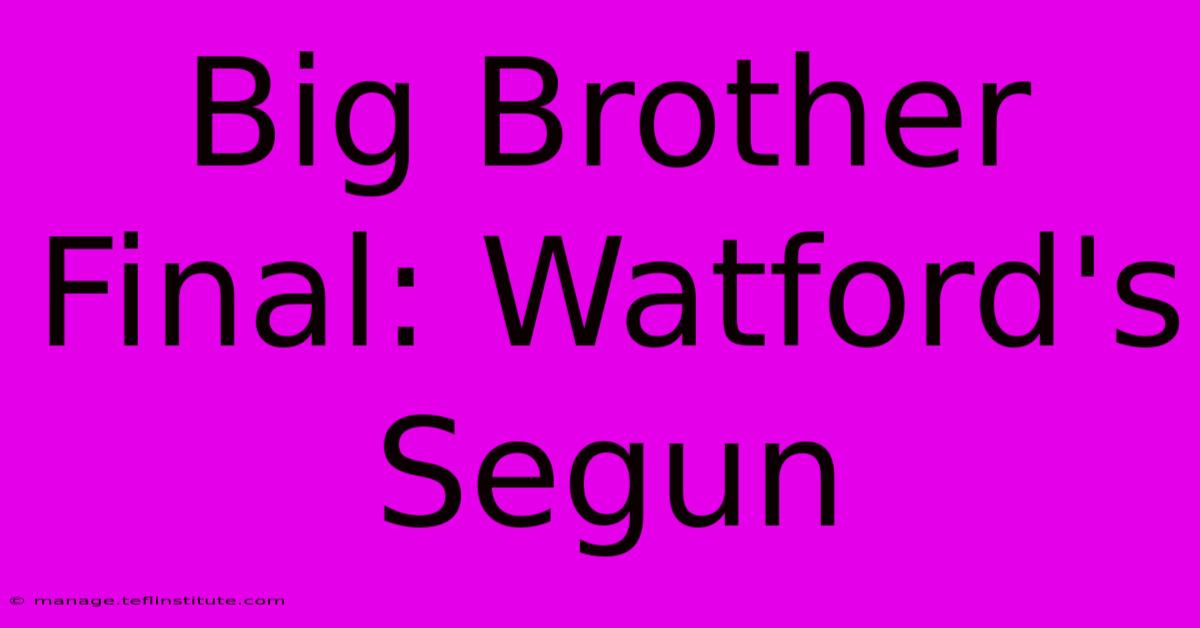 Big Brother Final: Watford's Segun