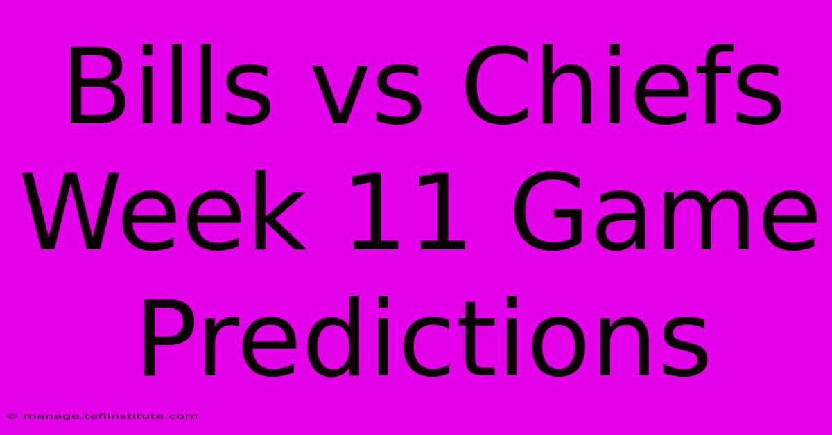 Bills Vs Chiefs Week 11 Game Predictions