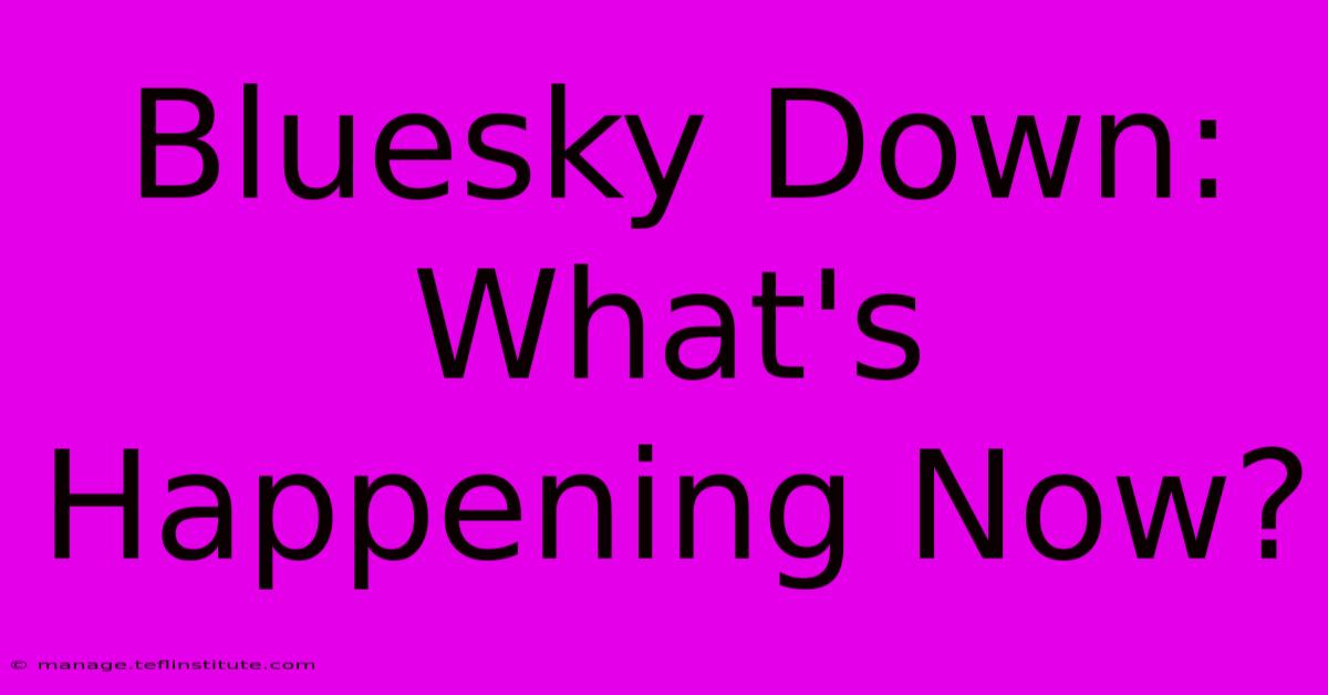 Bluesky Down: What's Happening Now?