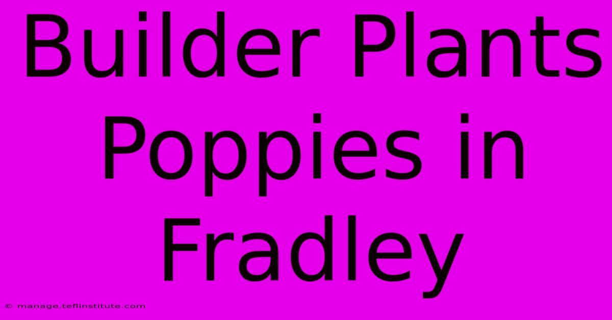 Builder Plants Poppies In Fradley