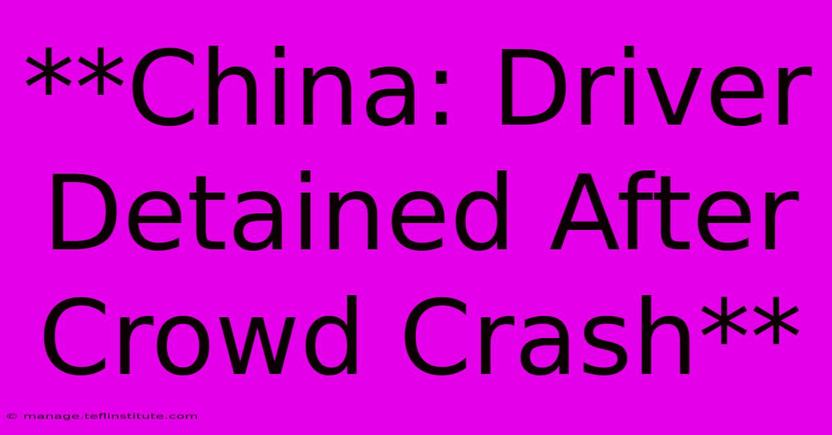 **China: Driver Detained After Crowd Crash**