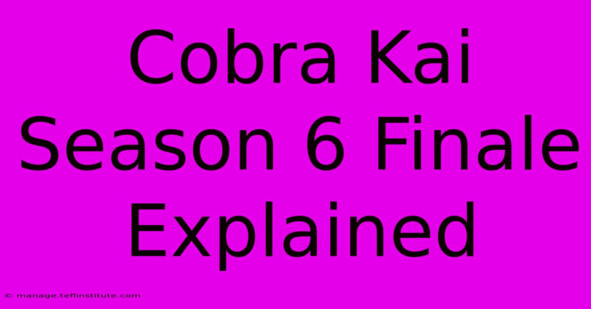 Cobra Kai Season 6 Finale Explained