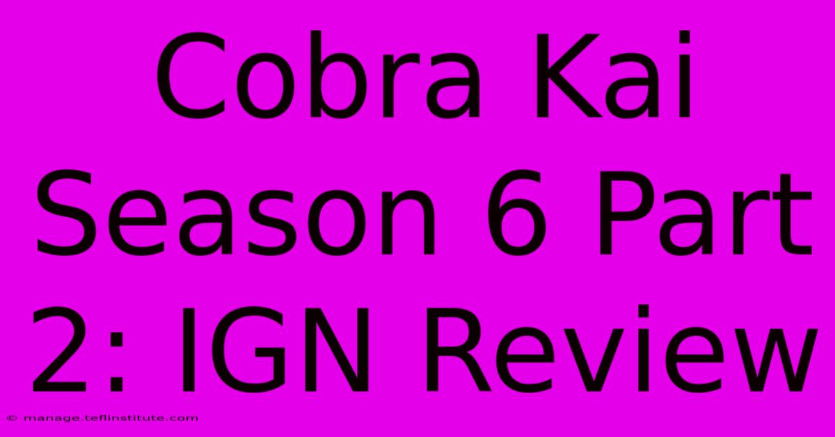 Cobra Kai Season 6 Part 2: IGN Review