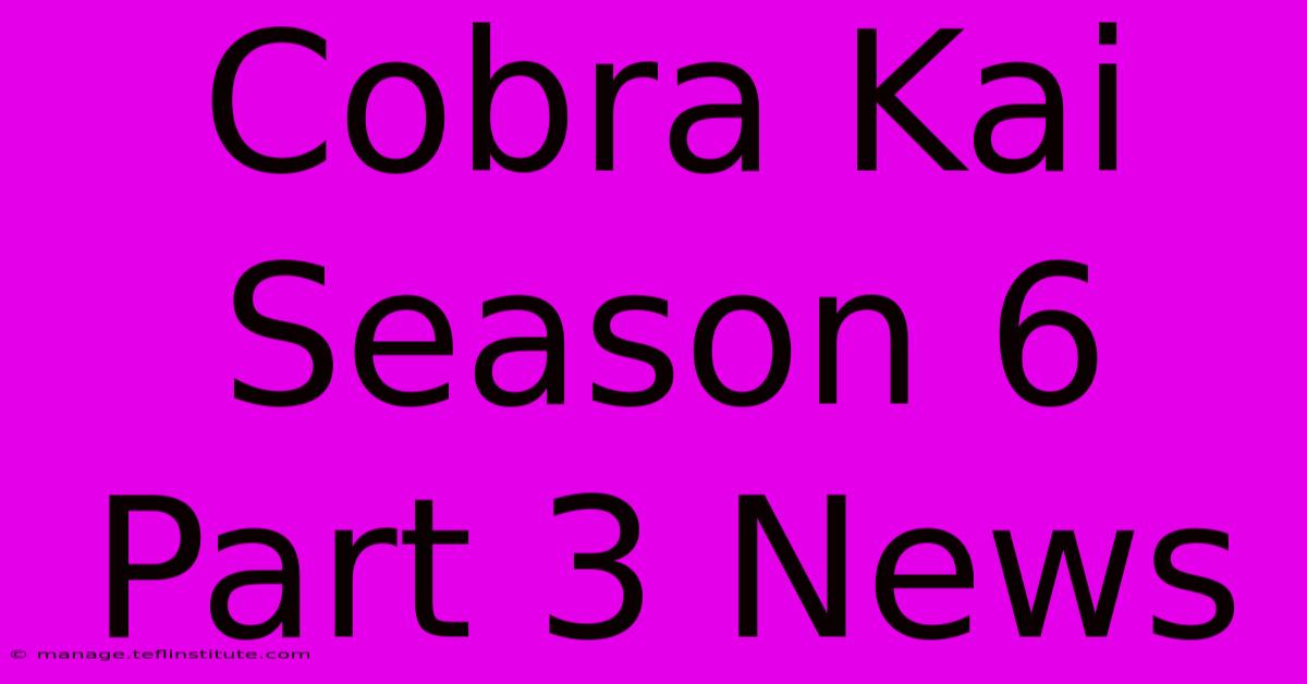 Cobra Kai Season 6 Part 3 News