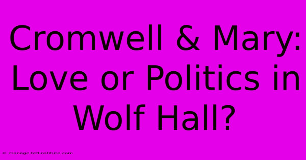 Cromwell & Mary: Love Or Politics In Wolf Hall?