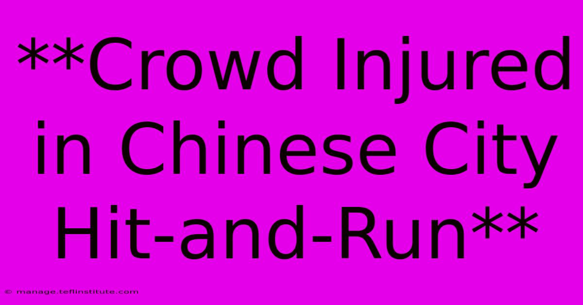 **Crowd Injured In Chinese City Hit-and-Run** 