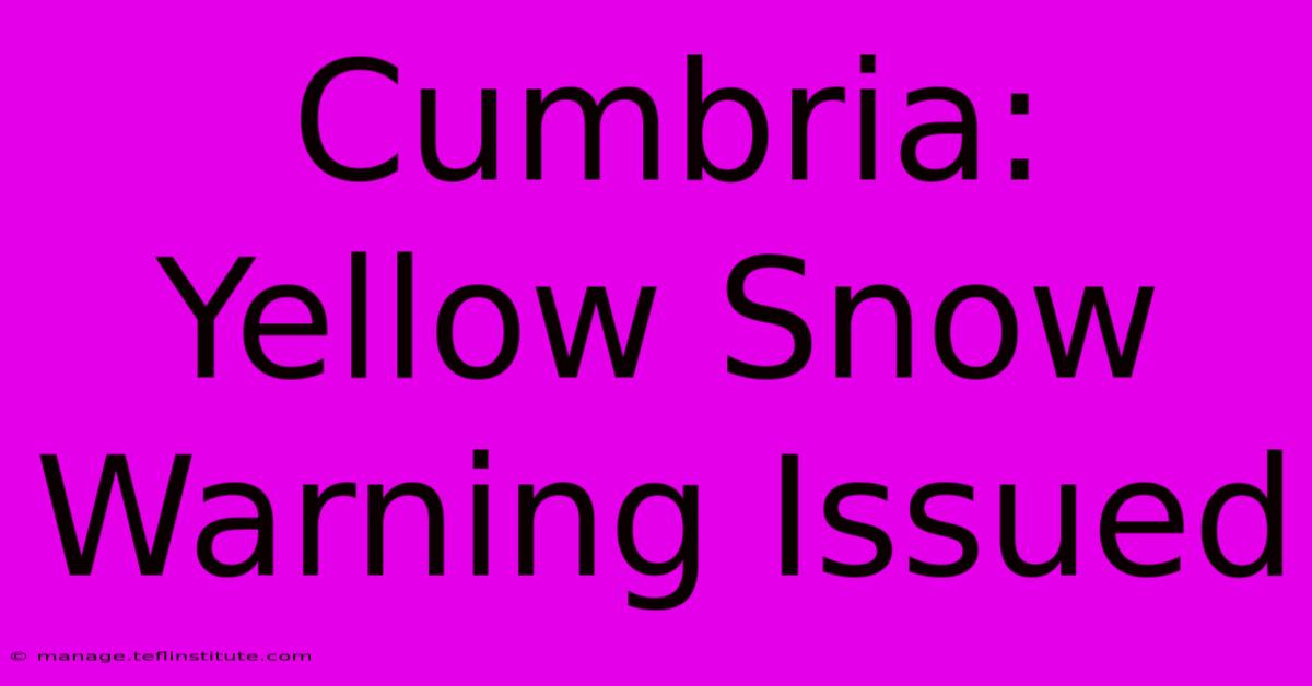 Cumbria: Yellow Snow Warning Issued