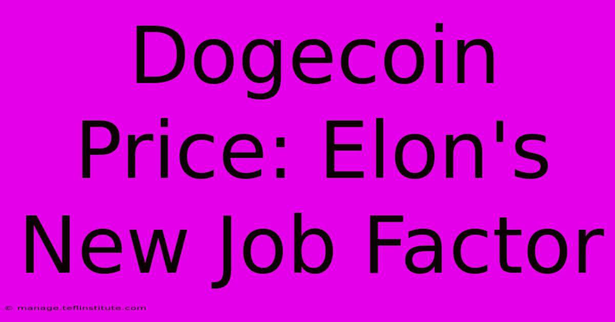 Dogecoin Price: Elon's New Job Factor 