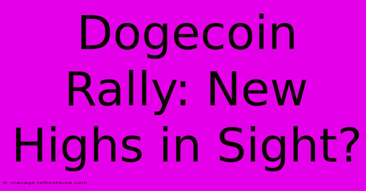 Dogecoin Rally: New Highs In Sight?