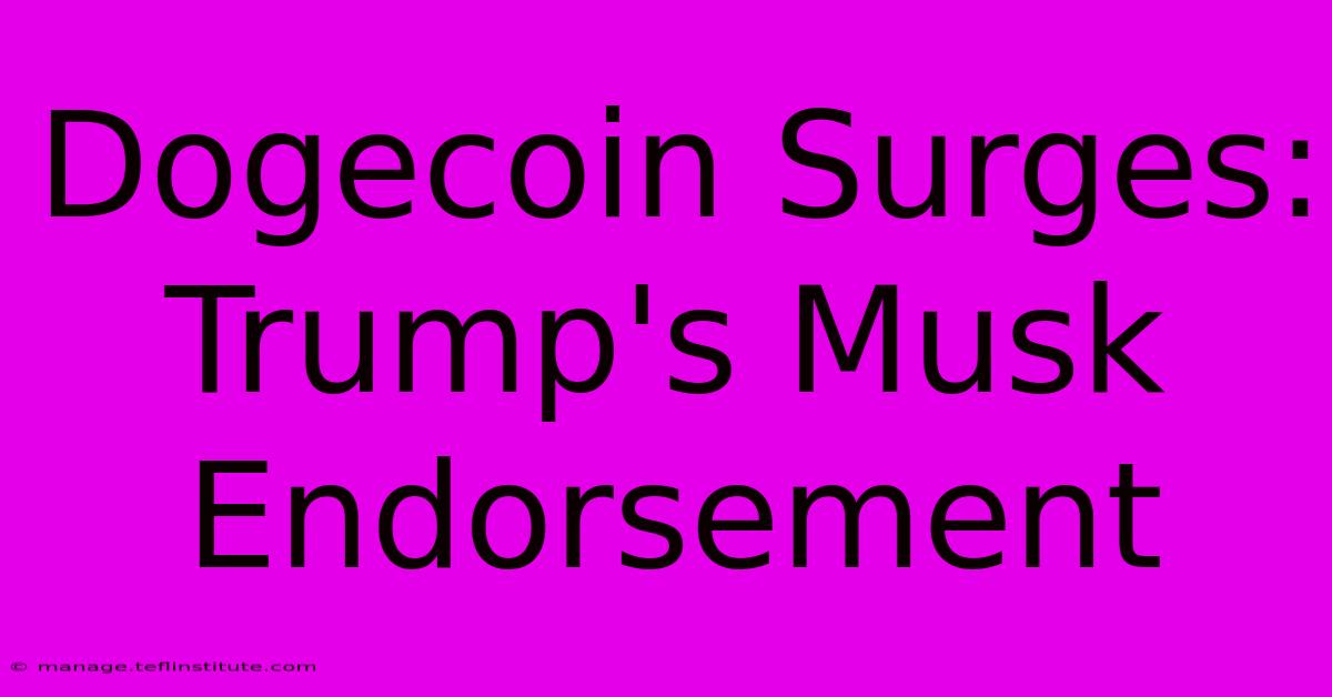 Dogecoin Surges: Trump's Musk Endorsement 