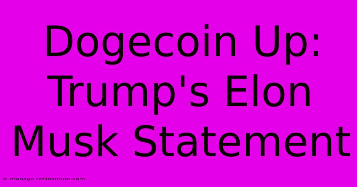 Dogecoin Up: Trump's Elon Musk Statement