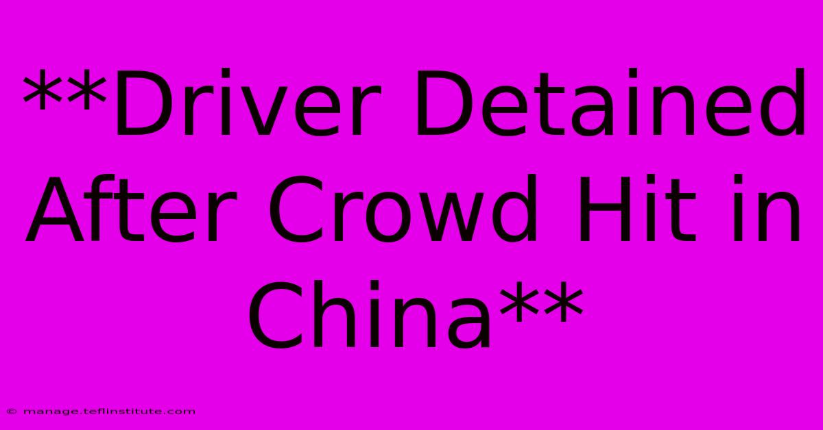 **Driver Detained After Crowd Hit In China**