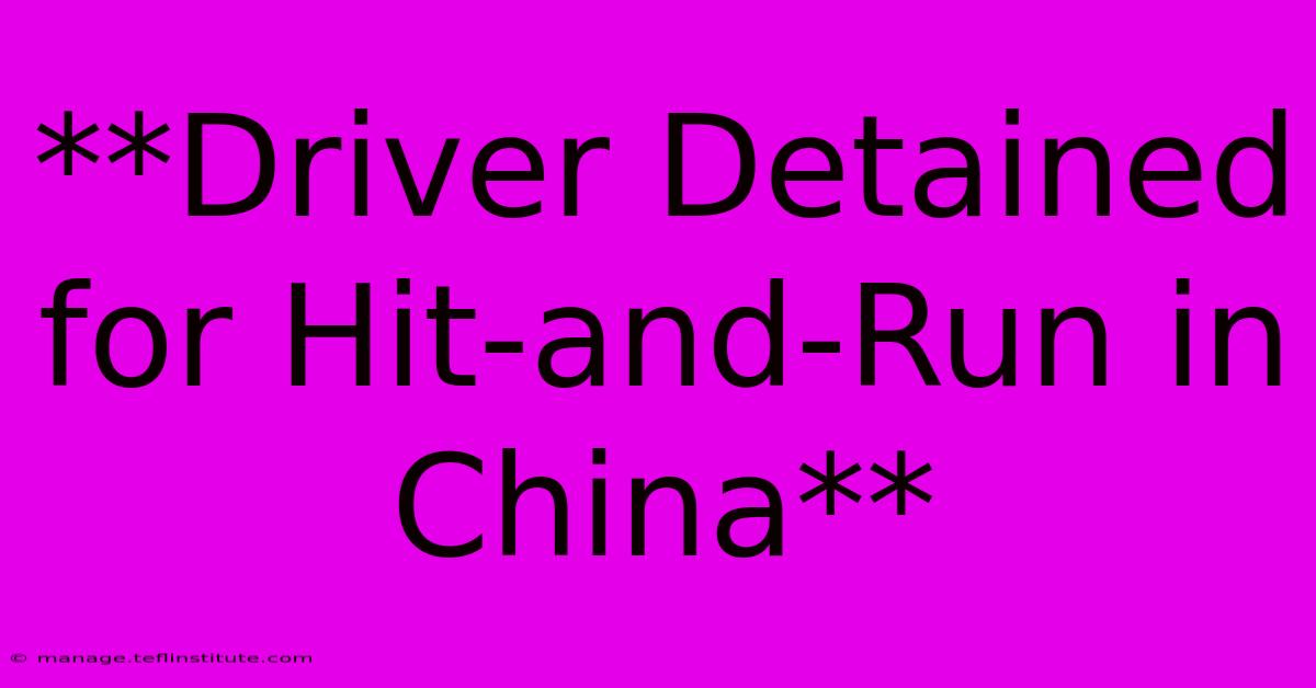 **Driver Detained For Hit-and-Run In China**