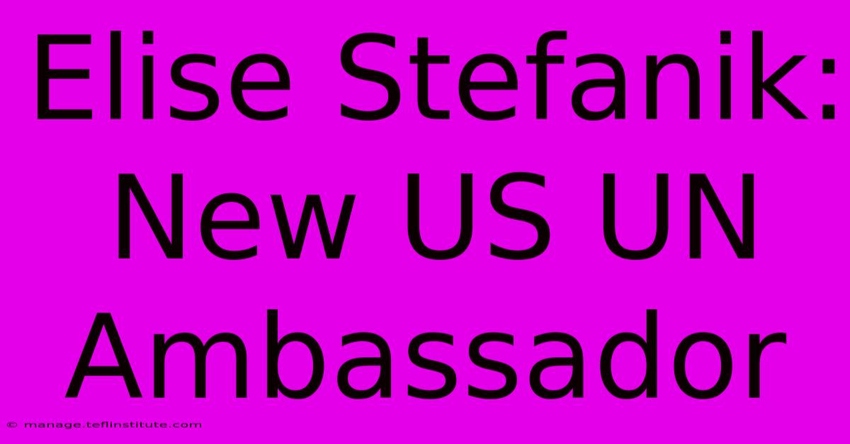 Elise Stefanik: New US UN Ambassador 