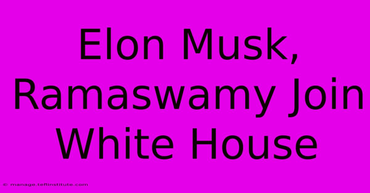 Elon Musk, Ramaswamy Join White House