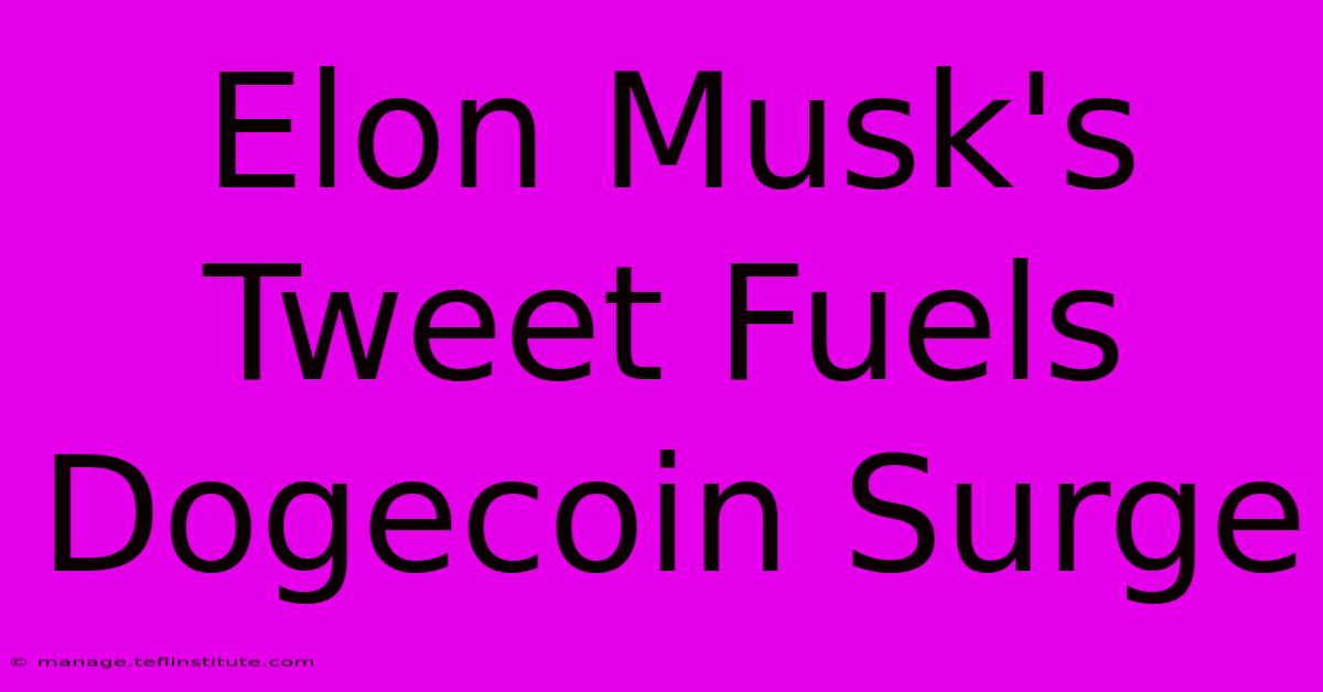 Elon Musk's Tweet Fuels Dogecoin Surge