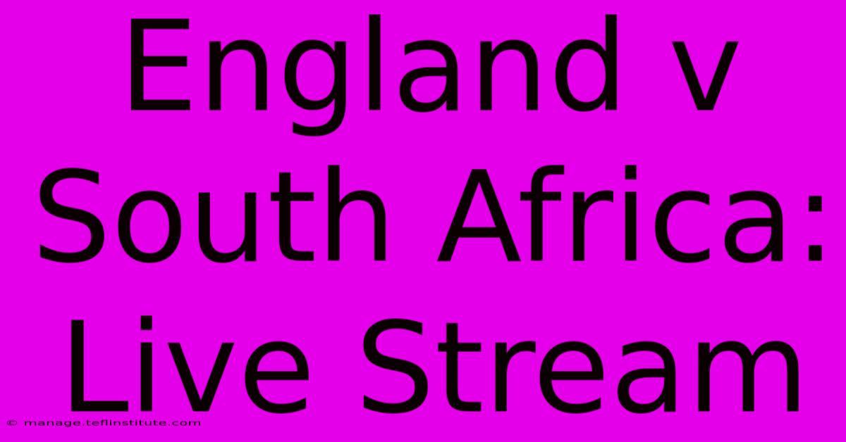 England V South Africa: Live Stream