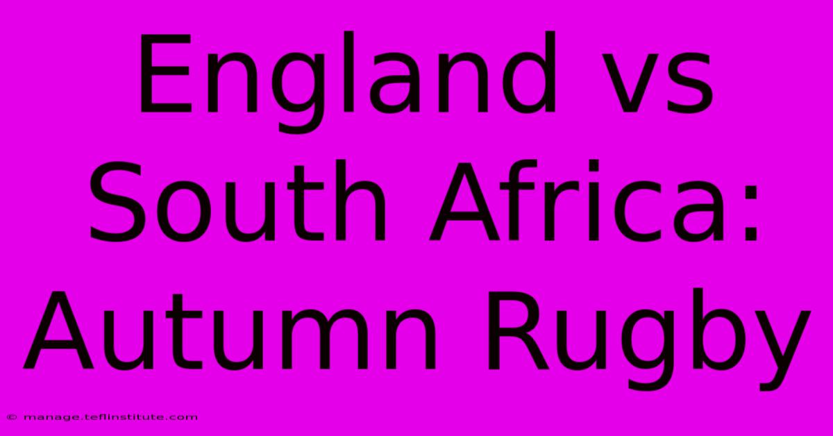 England Vs South Africa: Autumn Rugby