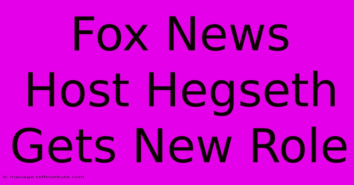 Fox News Host Hegseth Gets New Role