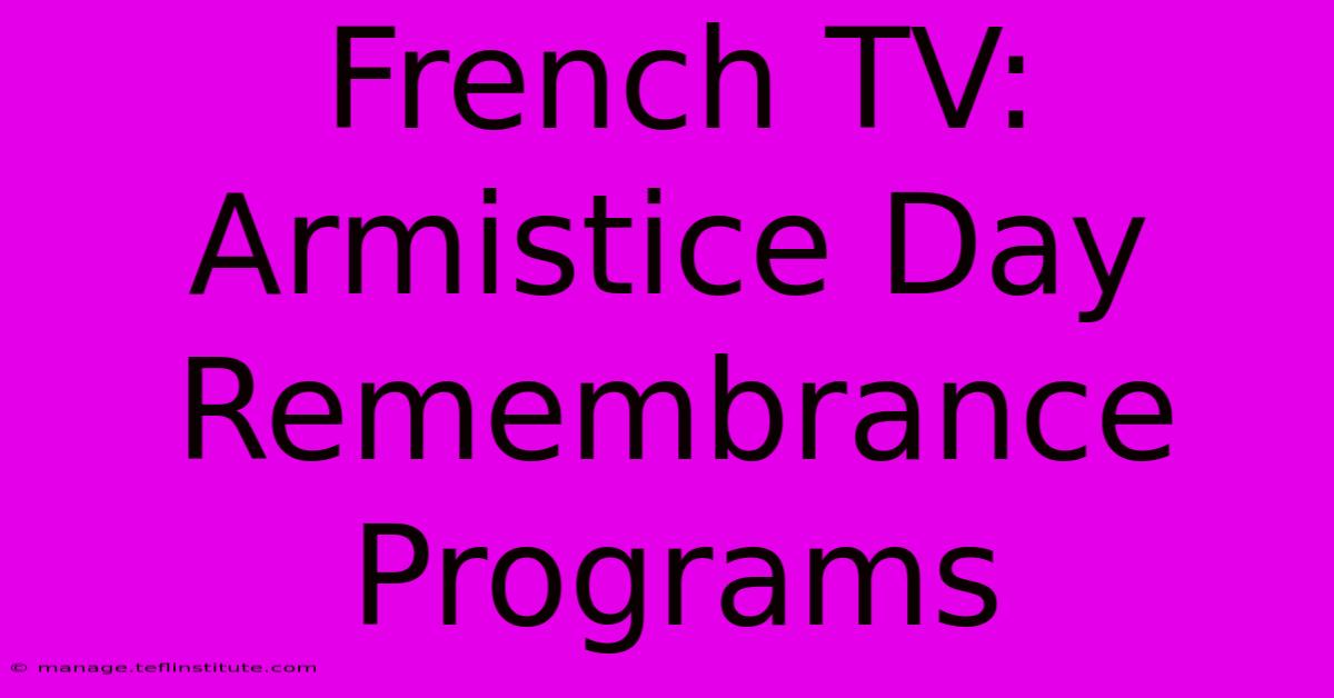 French TV: Armistice Day Remembrance Programs