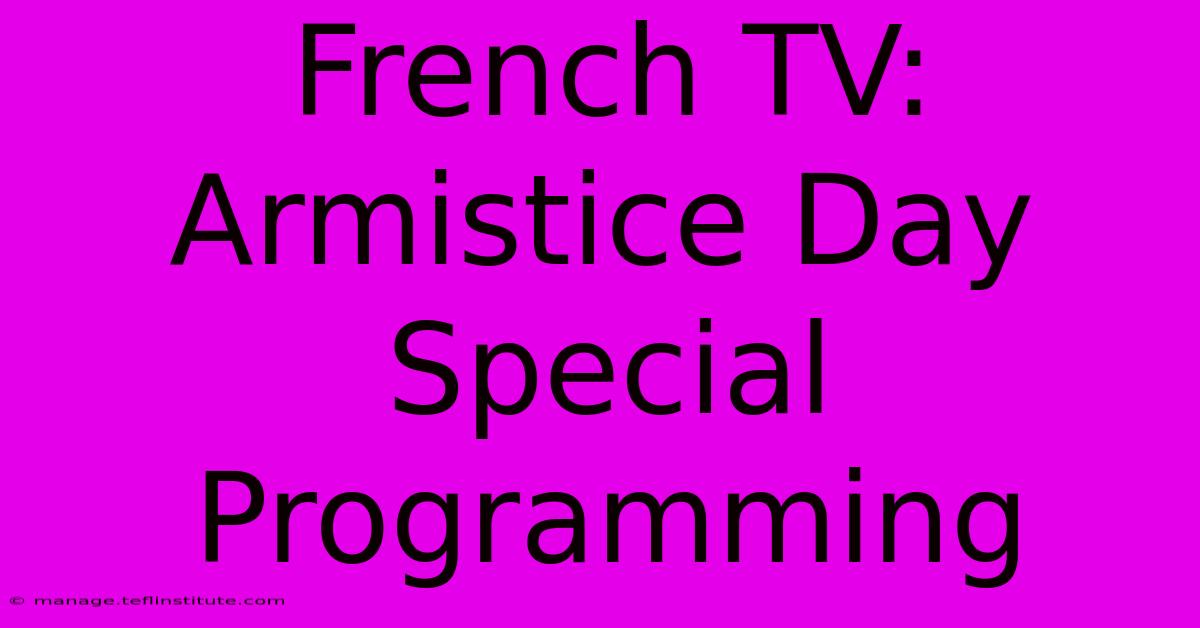 French TV: Armistice Day Special Programming