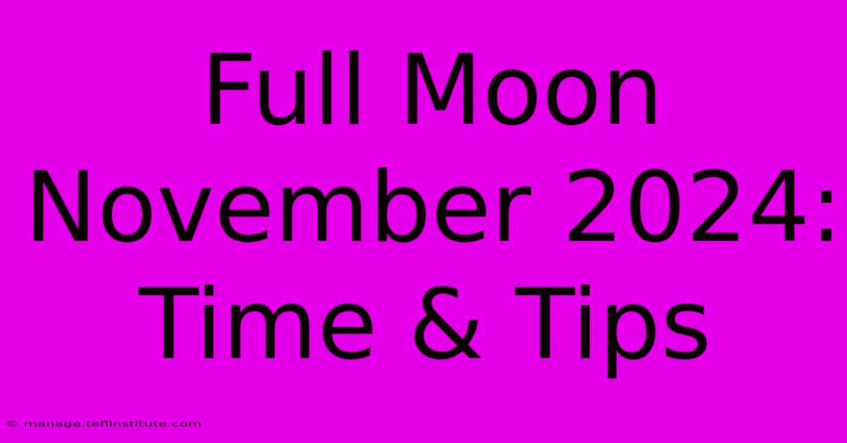 Full Moon November 2024: Time & Tips