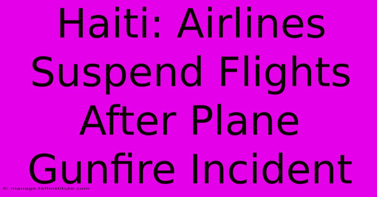 Haiti: Airlines Suspend Flights After Plane Gunfire Incident 