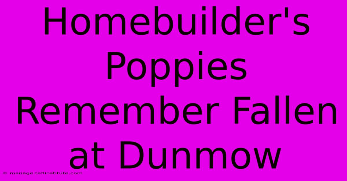 Homebuilder's Poppies Remember Fallen At Dunmow