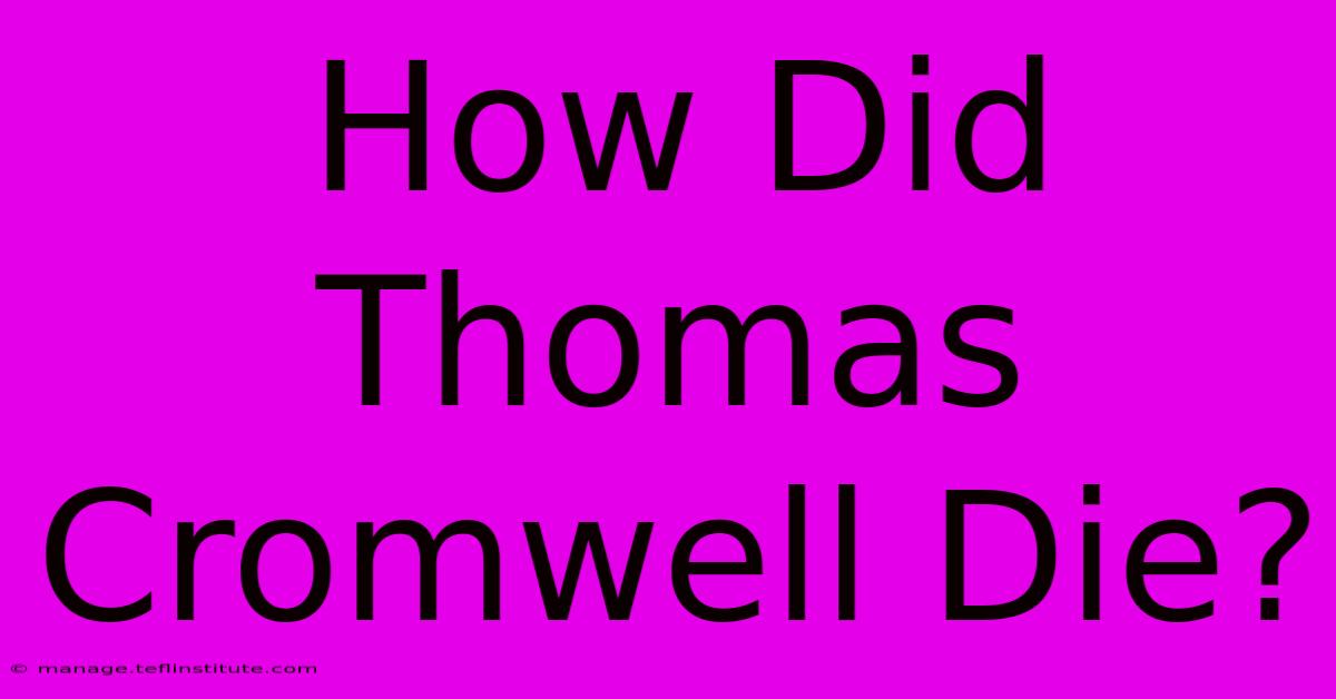 How Did Thomas Cromwell Die?