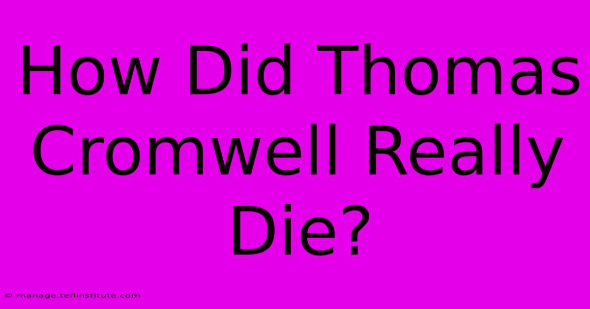 How Did Thomas Cromwell Really Die?