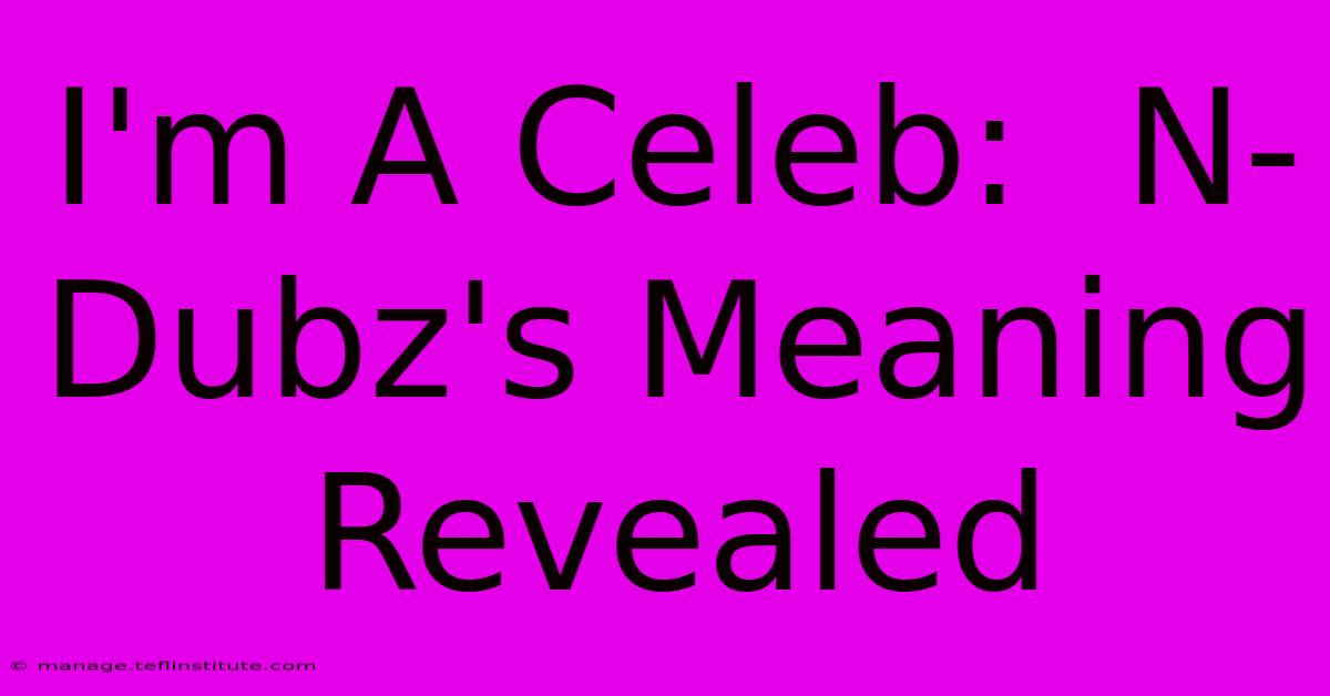 I'm A Celeb:  N-Dubz's Meaning Revealed