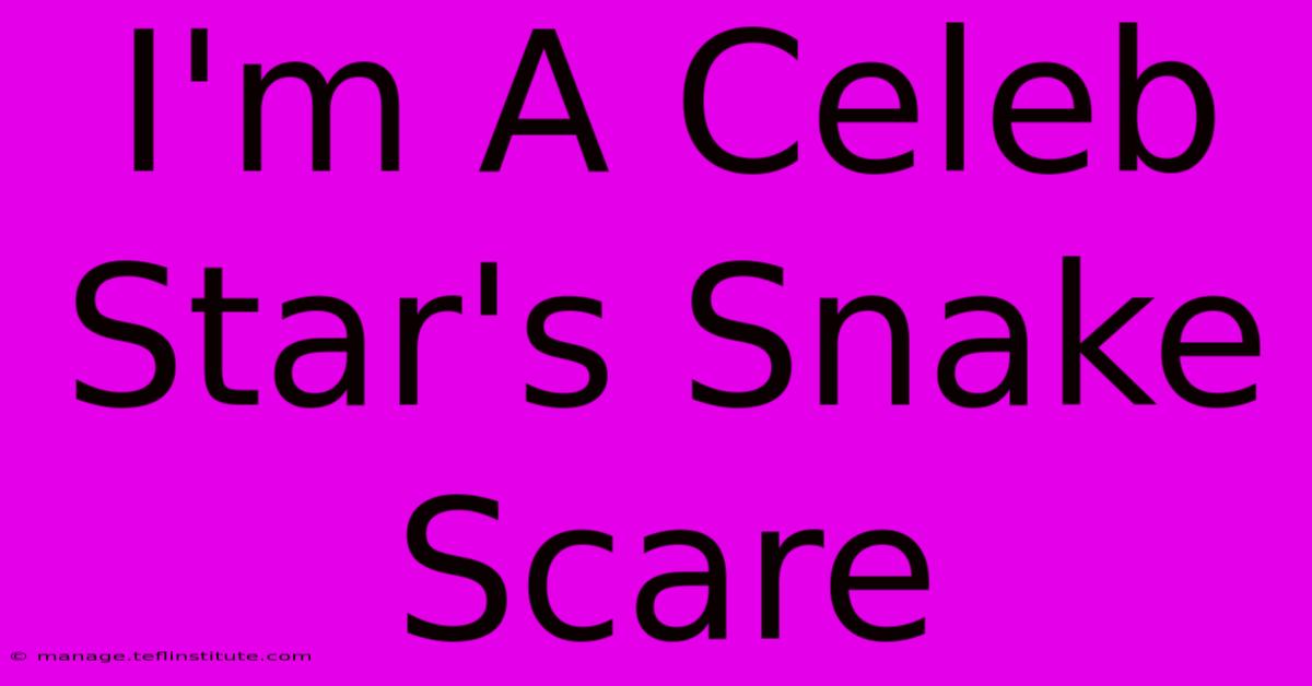 I'm A Celeb Star's Snake Scare