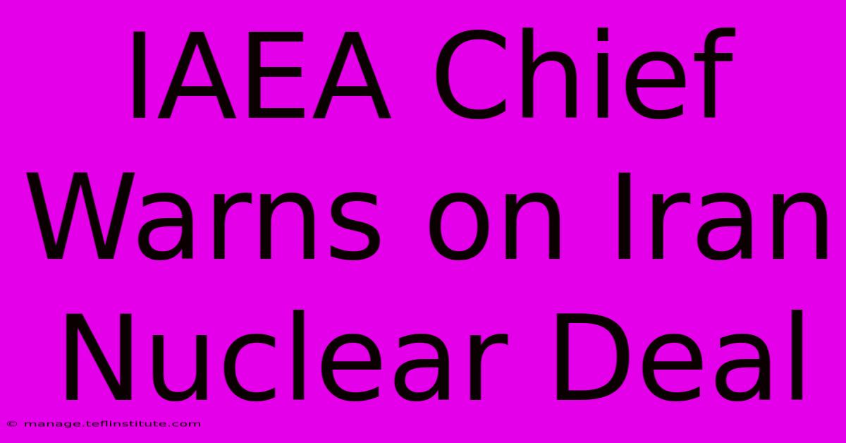 IAEA Chief Warns On Iran Nuclear Deal