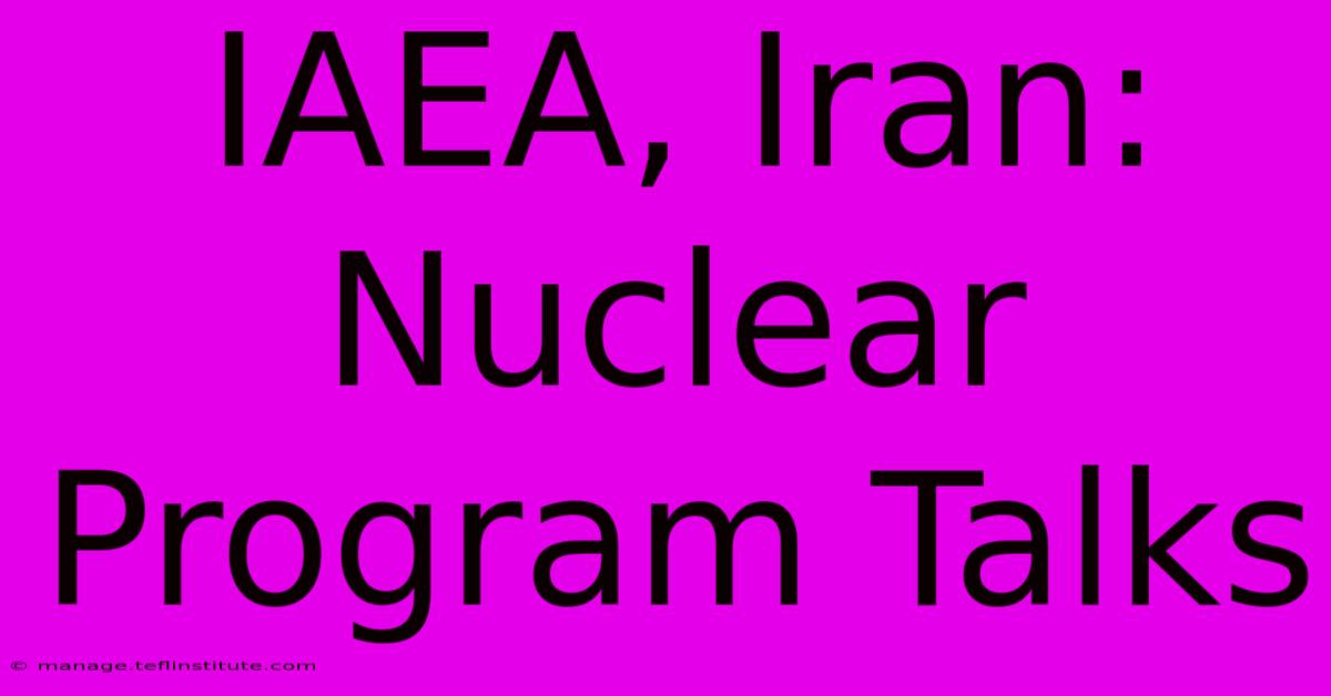 IAEA, Iran: Nuclear Program Talks